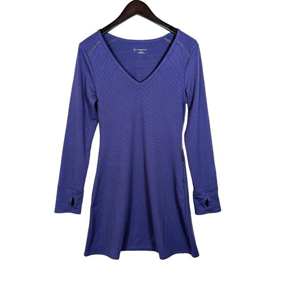 NWT Small Stonewear Athletic Veronica Dress Twilite Purple V-Neck Thumbholes - Picture 1 of 5
